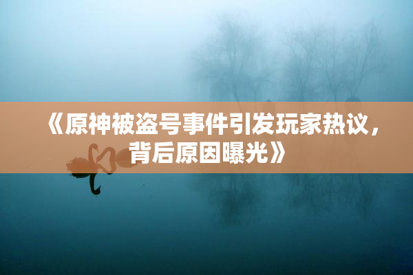 《原神被盗号事件引发玩家热议，背后原因曝光》