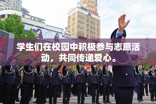 学生们在校园中积极参与志愿活动，共同传递爱心。