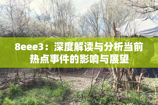 8eee3：深度解读与分析当前热点事件的影响与展望