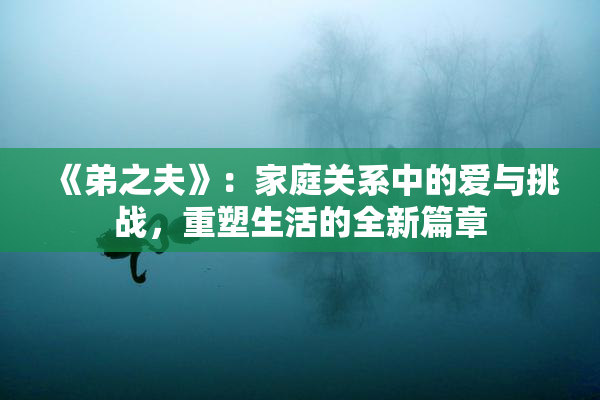《弟之夫》：家庭关系中的爱与挑战，重塑生活的全新篇章