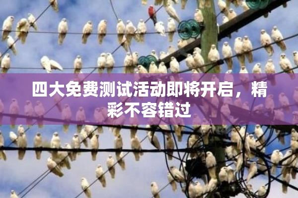 四大免费测试活动即将开启，精彩不容错过