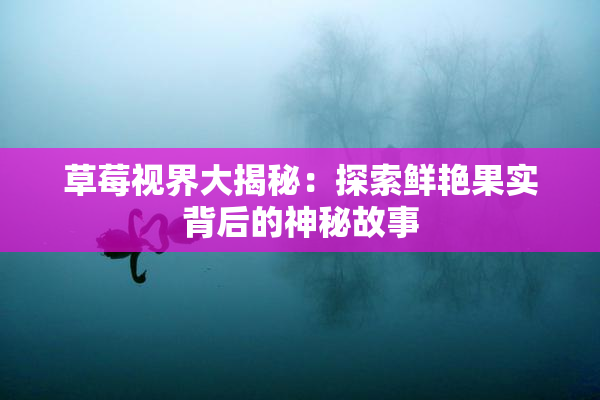 草莓视界大揭秘：探索鲜艳果实背后的神秘故事