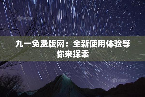 九一免费版网：全新使用体验等你来探索