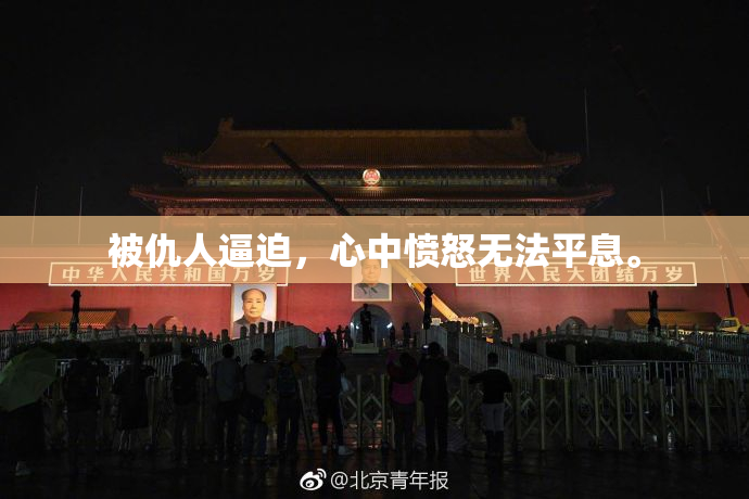 被仇人逼迫，心中愤怒无法平息。