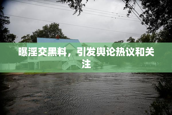 曝淫交黑料，引发舆论热议和关注